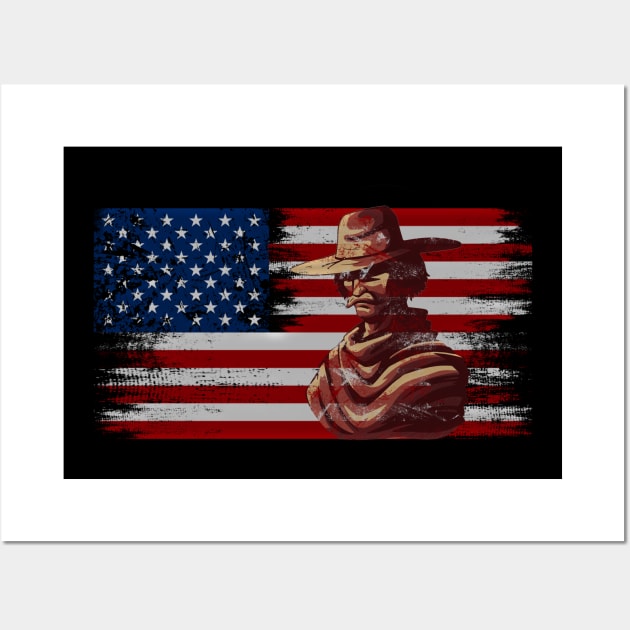 cowboy american flag vintage usa  cowboy Rodeo Roping Horse Riding Wall Art by JayD World